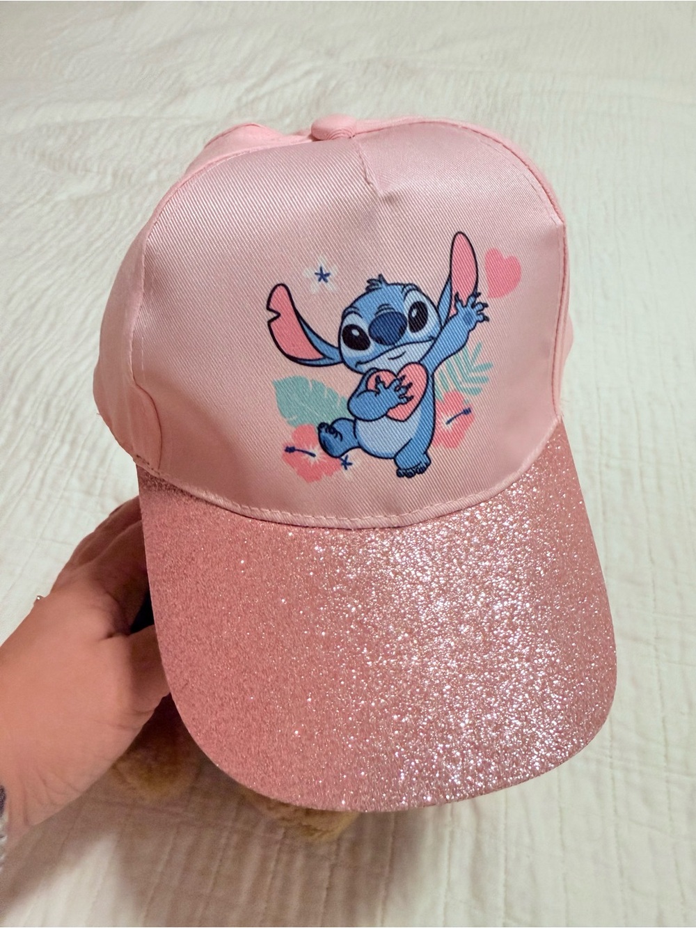 Disney Lilo & Stitch baseball hat featuring a pink glitter brim new with tag
